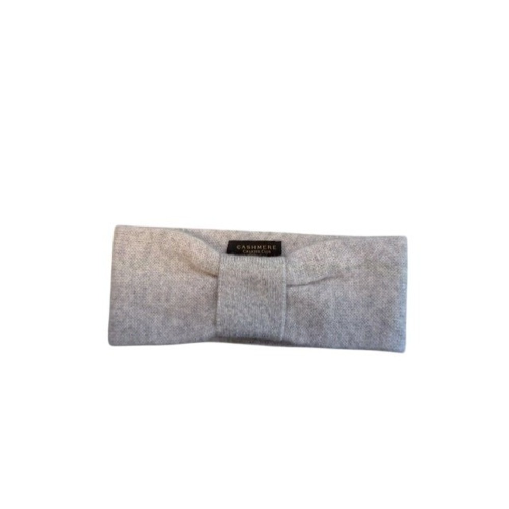 Charter Club Luxury 100% Cashmere Headband Bow Ear Warmer Light Grey Heather OS